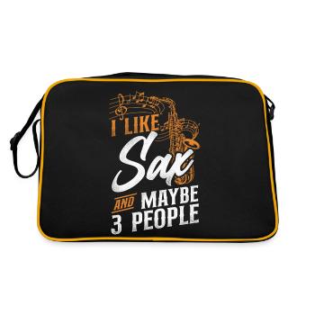 Saxophone Pun I Like Sax And Maybe - Retro Tasche - Schwarz/Gold - Hinten