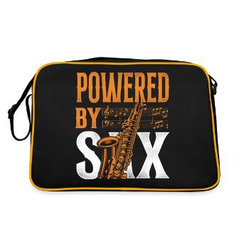 Saxophone Pun Powered By Sax - Retro Tasche - Schwarz/Gold - Hinten