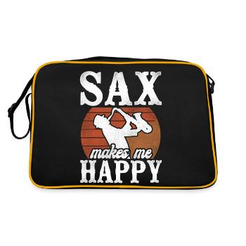 Saxophone Pun Sax Makes Me Smile - Retro Tasche - Schwarz/Gold - Hinten