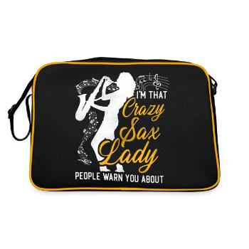 Saxophone Pun I'm That Crazy Sax - Retro Tasche - Schwarz/Gold - Hinten