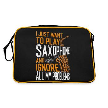 Saxophone I Just Want To Play - Retro Tasche - Schwarz/Gold - Hinten