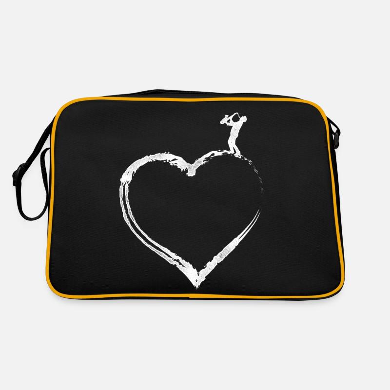 Saxophone Heart - Retro Tasche - Schwarz/Gold