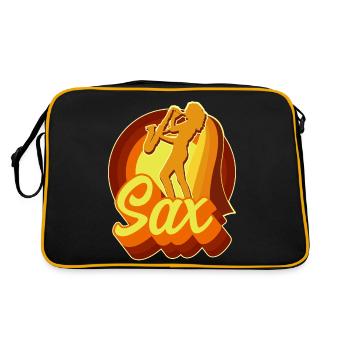 Saxophone Retro Vintage 70s Sax - Retro Tasche - Schwarz/Gold - Hinten