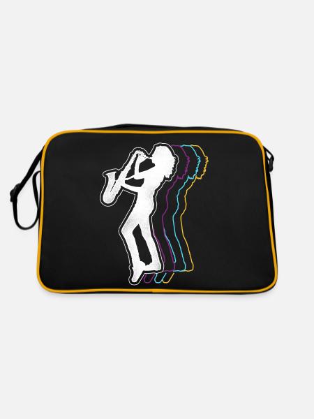 Saxophone Retro Vintage - Retro Tasche - Schwarz/Gold - Hinten