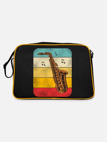 Saxophone Retro Vintage - Retro Tasche - Schwarz/Gold - Hinten