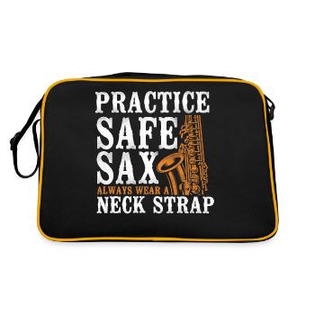 Saxophone Pun Practice Safe Sax - Retro Tasche - Schwarz/Gold - Hinten