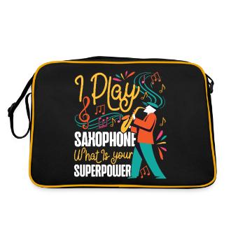 Saxophone I Play Saxophone What Is - Retro Tasche - Schwarz/Gold - Hinten