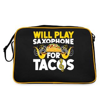 Saxophone Will Play Saxophone For - Retro Tasche - Schwarz/Gold - Hinten