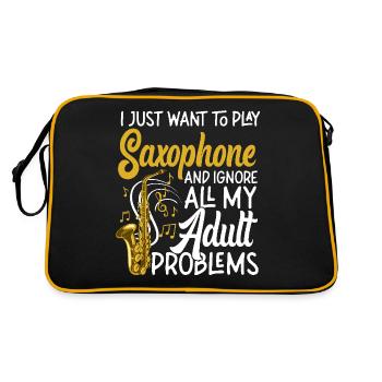 Saxophone I Just Want To Play - Retro Tasche - Schwarz/Gold - Hinten