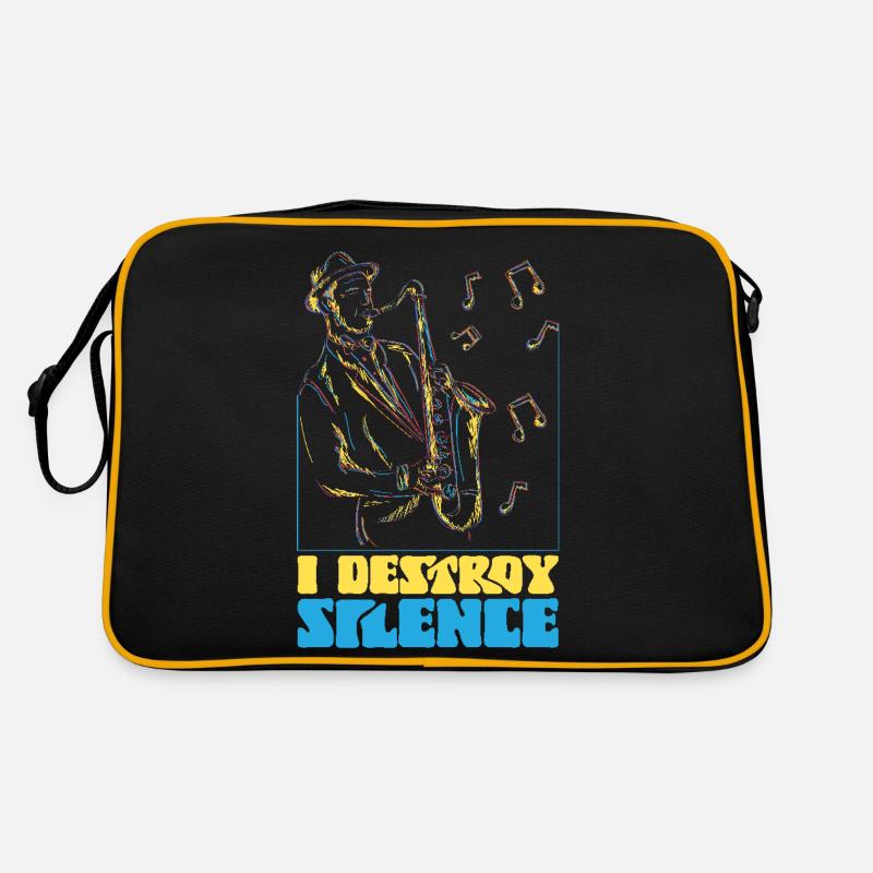 Saxophone I Destroy Silence Retro Tasche
