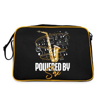 Saxophone Pun Powered By Sax - Retro Tasche - Schwarz/Gold - Hinten