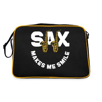 Saxophone Pun Sax Makes Me Smile - Retro Tasche - Schwarz/Gold - Hinten