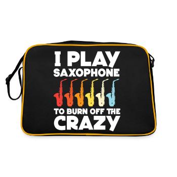 Saxophone I Play Saxophone To Burn - Retro Tasche - Schwarz/Gold - Hinten