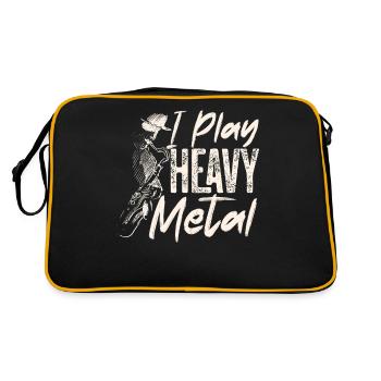 Saxophone I Play Heavy Metal - Retro Tasche - Schwarz/Gold - Hinten
