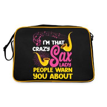 Saxophone Pun I'm That Crazy Sax - Retro Tasche - Schwarz/Gold - Hinten