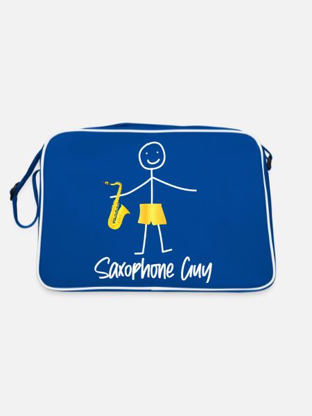 Saxophone Saxophone Guy - Retro Tasche - Blau/Weiß - Hinten