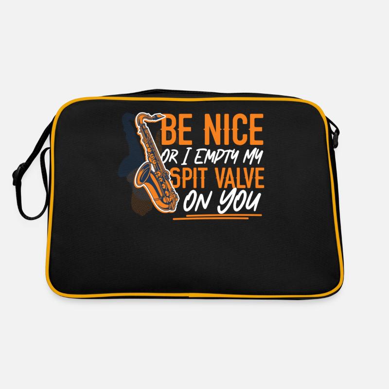 Saxophone Be Nice Or I Empty My - Retro Tasche - Schwarz/Gold