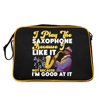 Saxophone I Play The Saxophone - Retro Tasche - Schwarz/Gold - Hinten