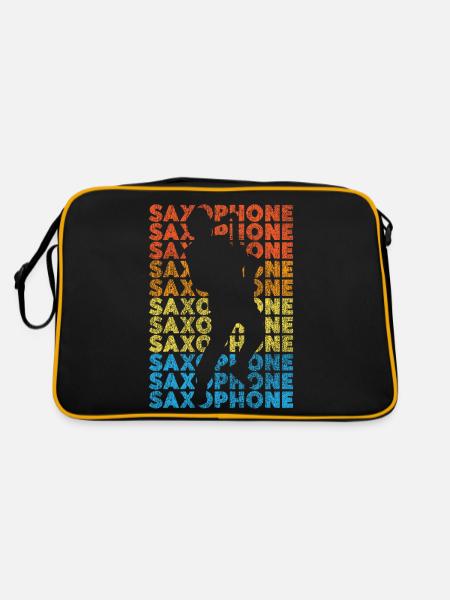 Saxophone Retro Vintage Saxophone - Retro Tasche - Schwarz/Gold - Hinten