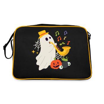 Saxophone Halloween Ghost - Retro Bag - black/gold - Back