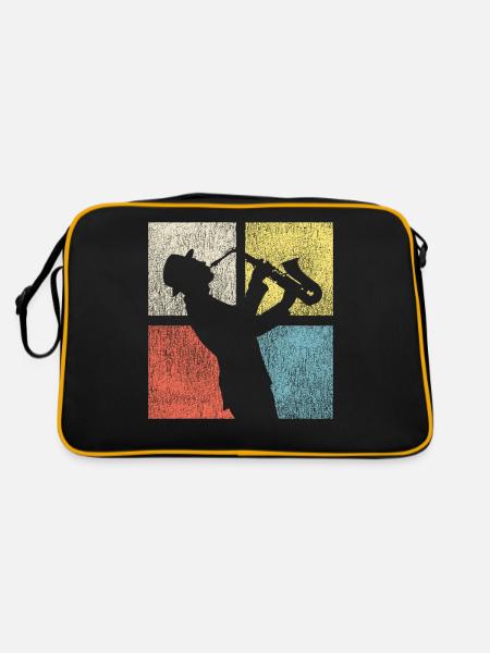 Saxophone Rétro Vintage - Sac Retro - noir/or