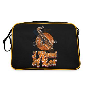 Saxophone Pun I Reed A Lot - Retro Bag - black/gold - Back