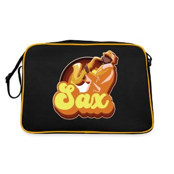 Saxophone Retro Vintage 70s Sax - Retro Tasche - Schwarz/Gold - Hinten