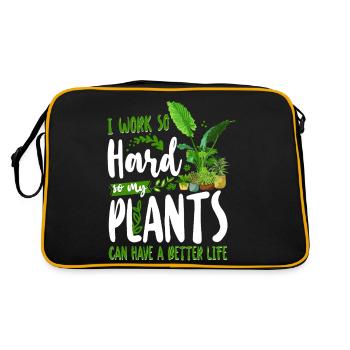 Plant Lover Gardening I Work Hard - Retro Tasche - Schwarz/Gold - Hinten