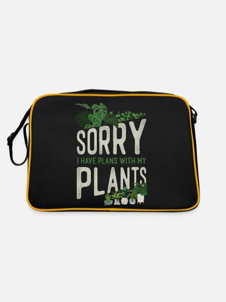 Plant Lover Gardening Sorry I Have - Retro Tasche - Schwarz/Gold - Hinten