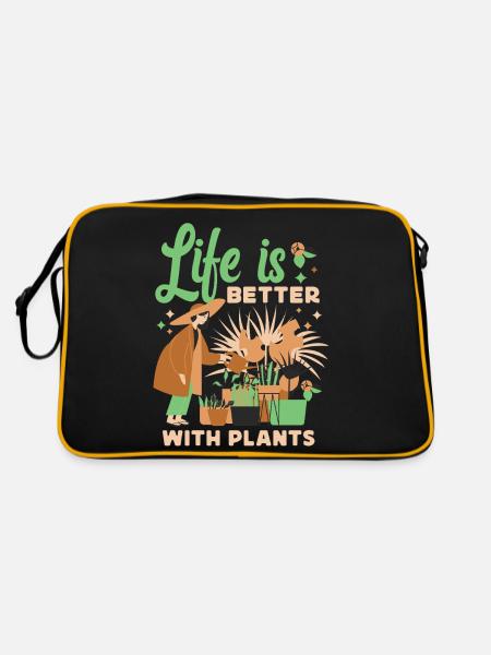 Plant Lover Gardening Life Is - Retro Bag - black/gold - Back