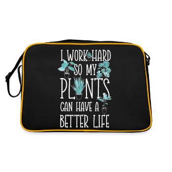 Plant Lover Gardening I Work Hard - Retro Tasche - Schwarz/Gold - Hinten