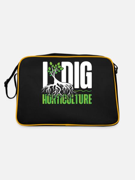 Plant Lover Gardening Pun I Dig - Retro Tasche - Schwarz/Gold - Hinten