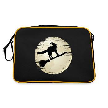 Chat d'Halloween sur son Balai de Sorcière - Sac Retro - noir/or - Dos
