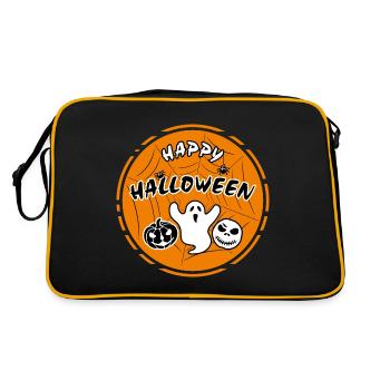 Lustiger Halloween Aufkleber für festliche Gestaltung - Retro Tasche - Schwarz/Gold - Hinten