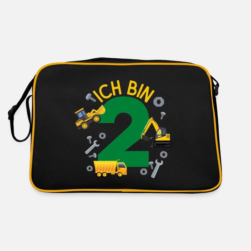 Ich bin 2 Jahre Geburtstag Mädchen Junge Baustelle Retro Tasche