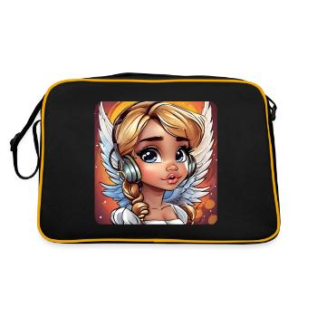 Cute angel with headphones - Retro Bag - black/gold - Back
