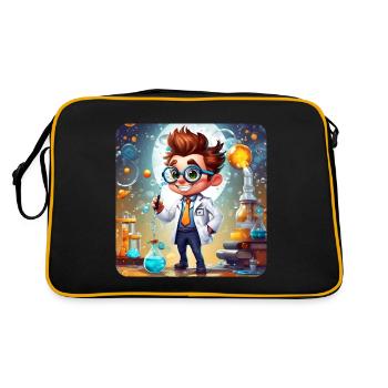 Professeur mignon en blouse de laboratoire en laboratoire - Sac Retro - noir/or - Dos