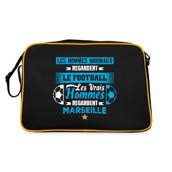 les vrais hommes regardent marseille club de foot - Sac Retro - noir/or - Dos