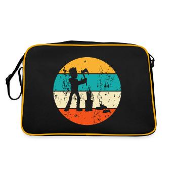 Holzfäller Baumfäller Waldarbeiter - Retro Tasche - Schwarz/Gold - Hinten
