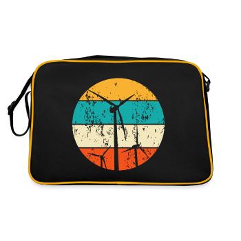 Erneuerbare Energien Windenergie Windkraft - Retro Tasche - Schwarz/Gold - Hinten