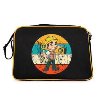 Bauarbeiter Wasserwaage Bauen Strassenbau - Retro Tasche - Schwarz/Gold - Hinten