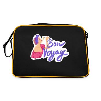 Bon Voyage Gute Reise - Retro Tasche - Schwarz/Gold - Hinten