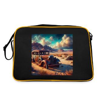 Vintage Car Wreck in the Desert 2 - Retro Bag - black/gold - Back