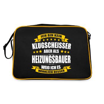 Ich Bin Kein Klugscheisser Heizungsbauer - Retro Tasche - Schwarz/Gold - Hinten