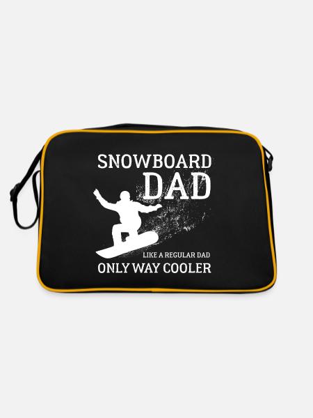 Snowboard Papa, Halfpipe, Sports d’hiver, Vacances au ski - Sac Retro - noir/or - Dos