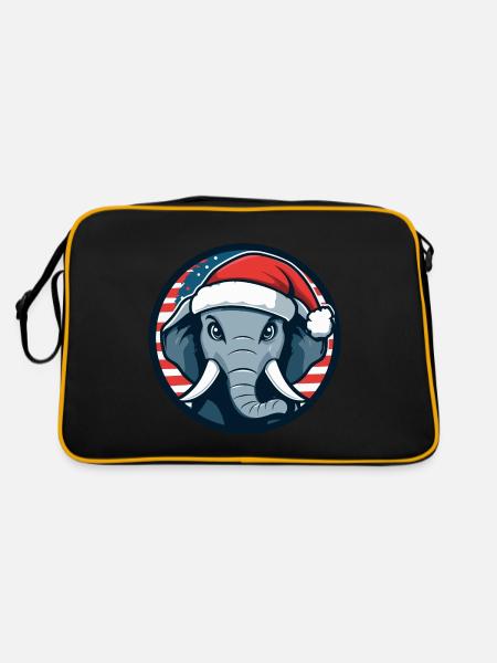 Elephant Christmas Animal - Retro Bag - black/gold - Back