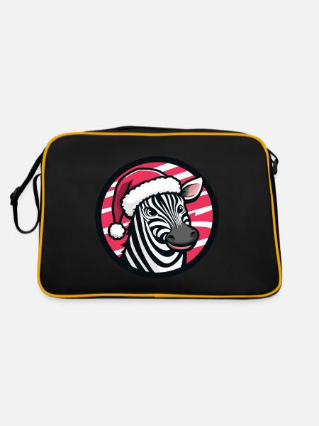 Zebra Christmas Animal - Retro Bag - black/gold - Back