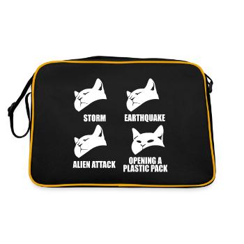 Cat - selective perception - saying - Retro Bag - black/gold - Back
