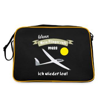 wenn mein flieger ruft - Retro Tasche - Schwarz/Gold - Hinten