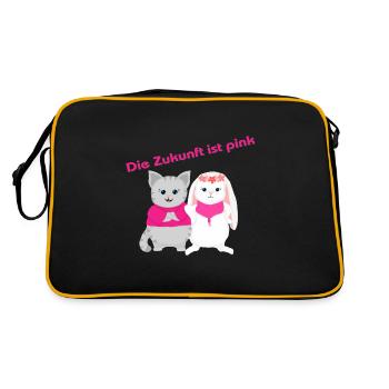 Zukunft ist pink DE - Retro Tasche - Schwarz/Gold - Hinten